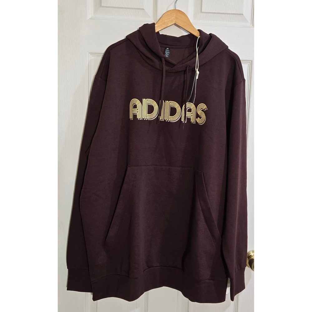 Adidas Mens Shadow Brown Retro Graphic Logo Hoodie 2XLT KD4728